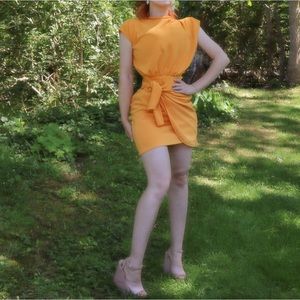 Golden mustard new missguided wrap dress with tags size small